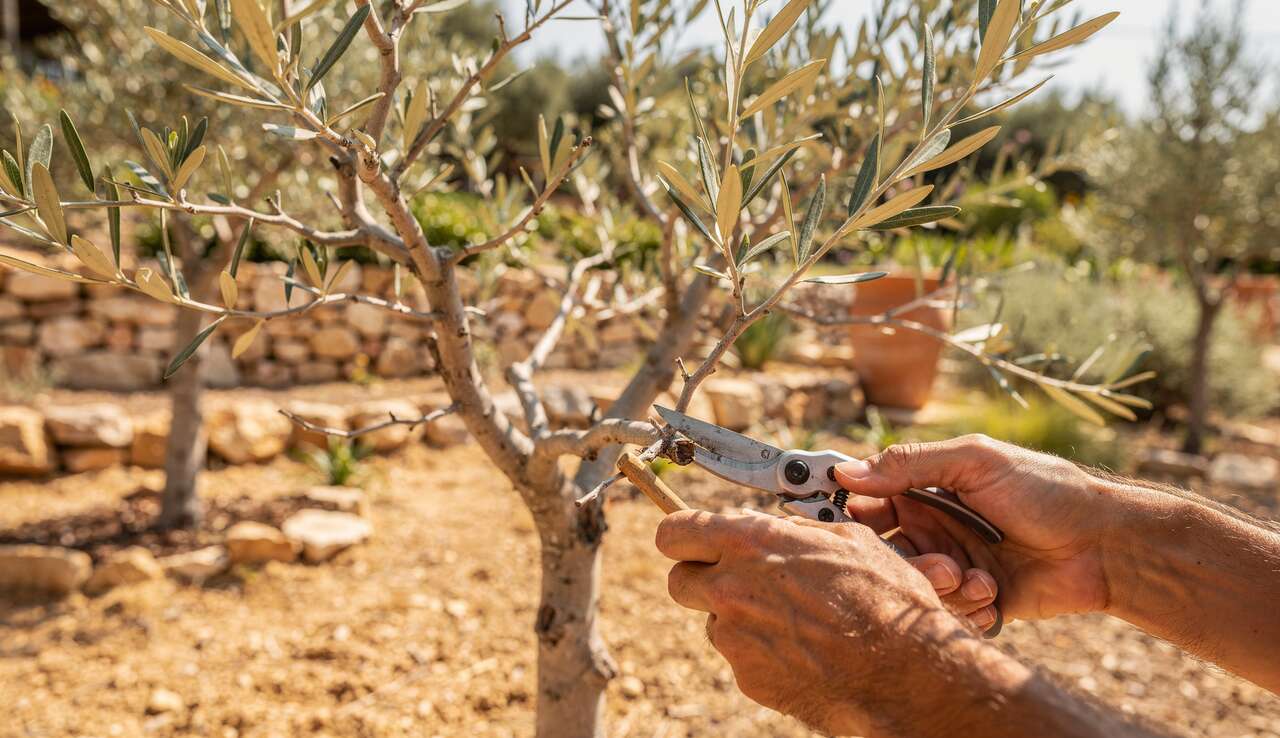Taille de formation pour un jeune olivier