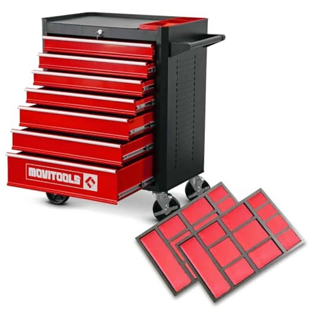 Test de la servante d'atelier MOVITOOLS : 7 tiroirs et 2 organiseurs