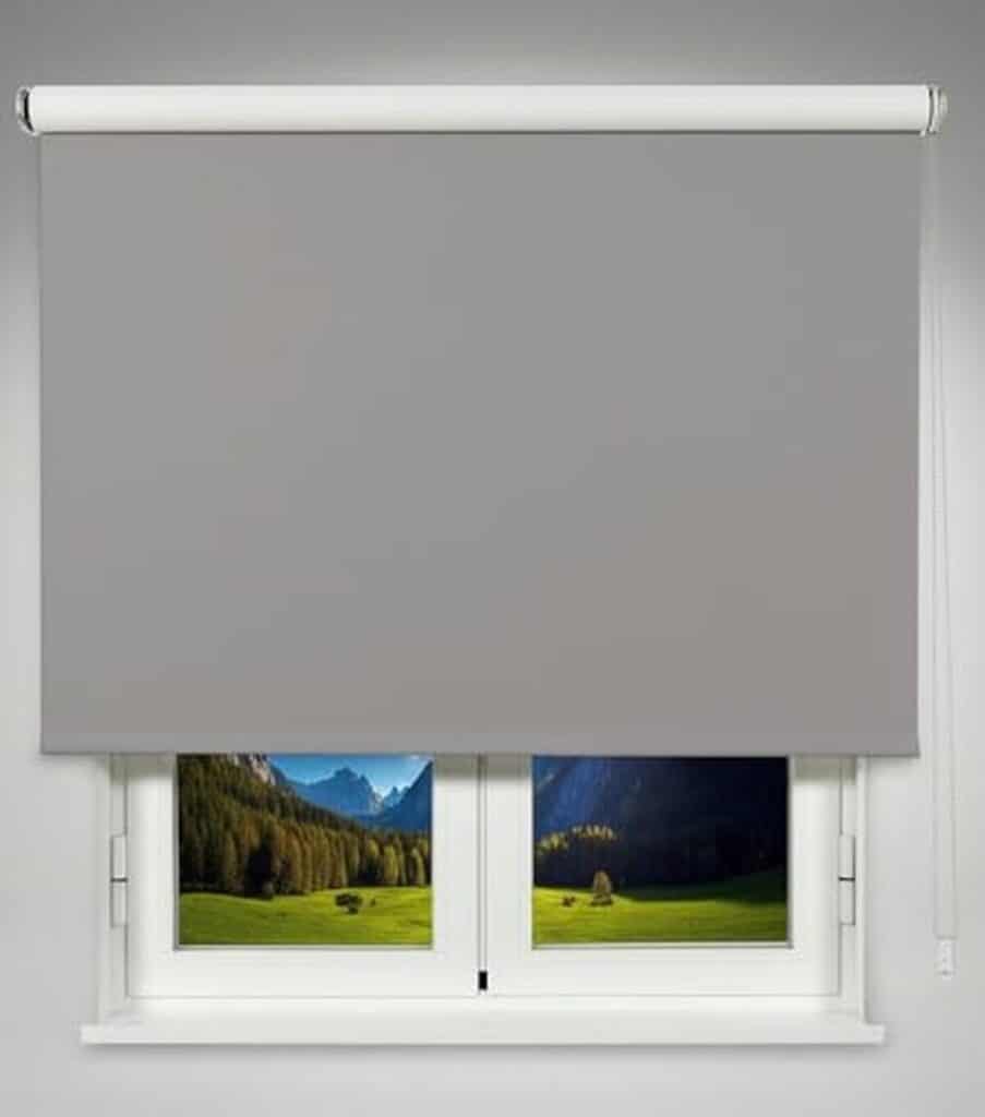 Test store enrouleur occultant Viewtex Solpor gris 220x250 cm