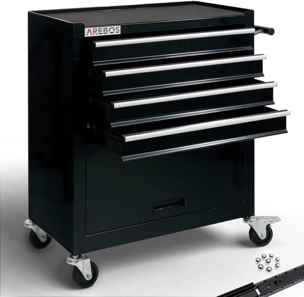 Test : servante d'atelier AREBOS 4 tiroirs, pratique et mobile