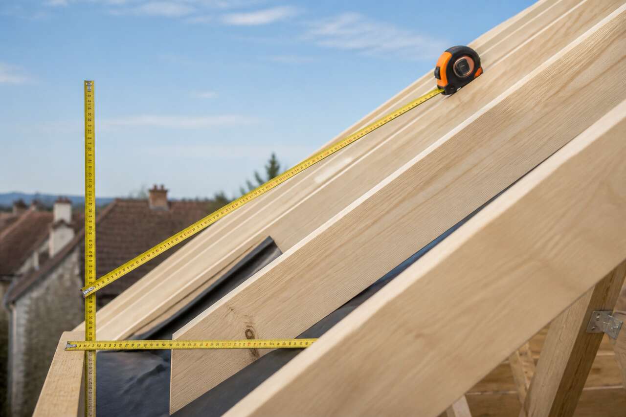 Mesures nécessaires : hauteur, projection horizontale et longueur de rampant Mesures nécessaires : hauteur, projection horizontale et longueur de rampant