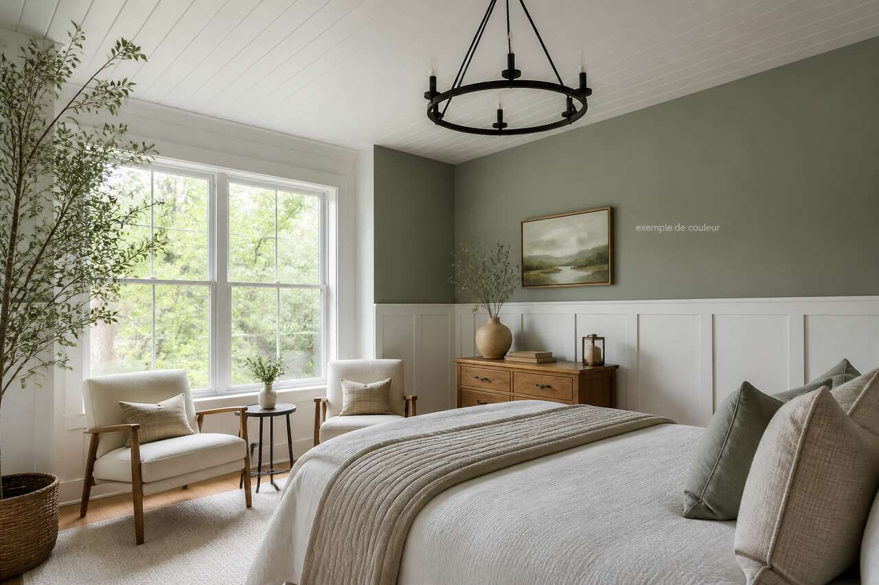 Cas pratiques: lambris blanc, plafond en lambris, mur d’accent et soubassement Cas pratiques: lambris blanc, plafond en lambris, mur d’accent et soubassement